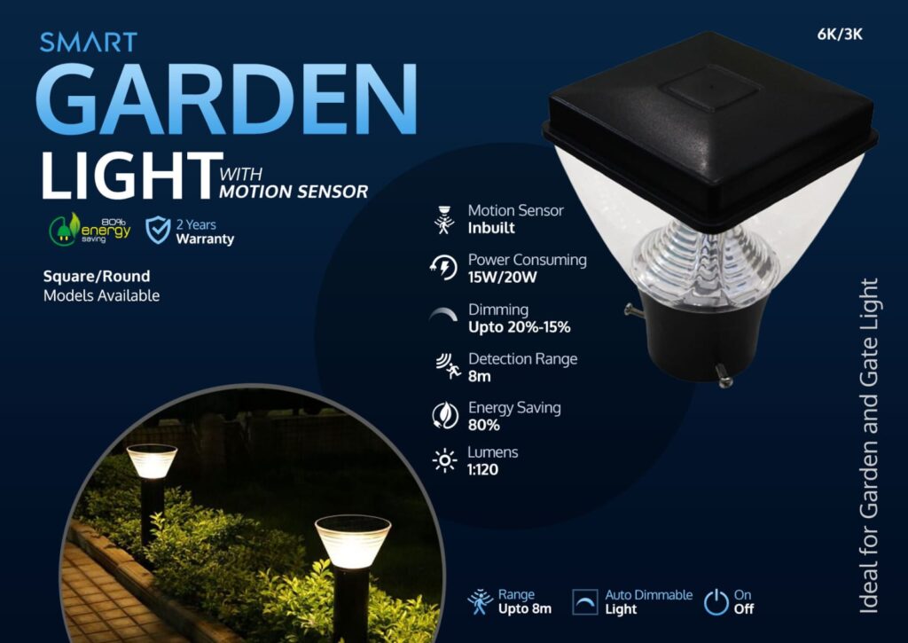 Motion Sensor Garden Light | 15W | Pipe | PC Body - Image 2