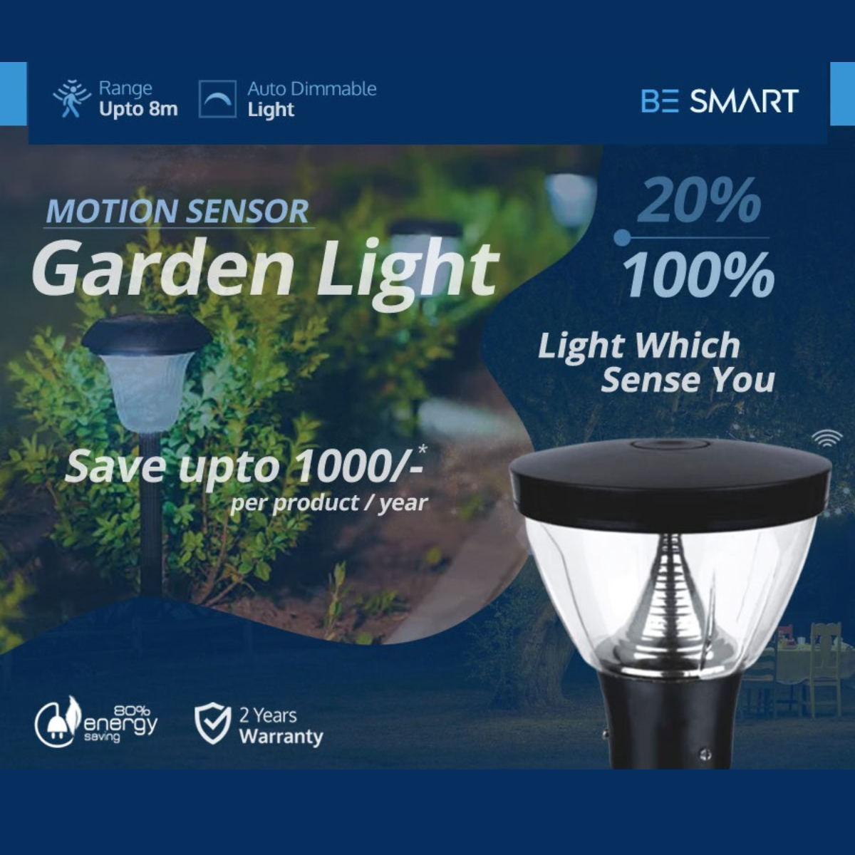 Motion Sensor Garden Light | 15W | Pipe | PC Body - Image 3